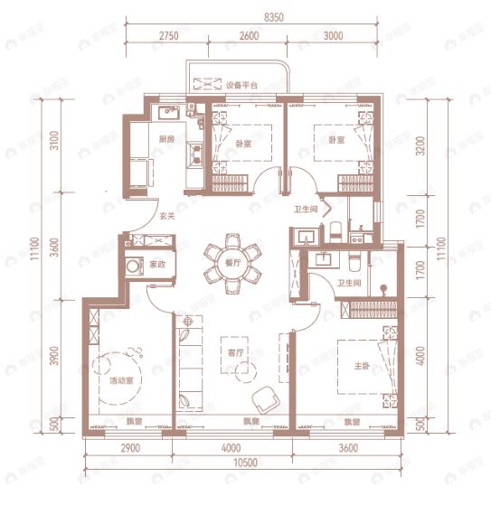 璟贤瑞庭4室2厅2卫户型图