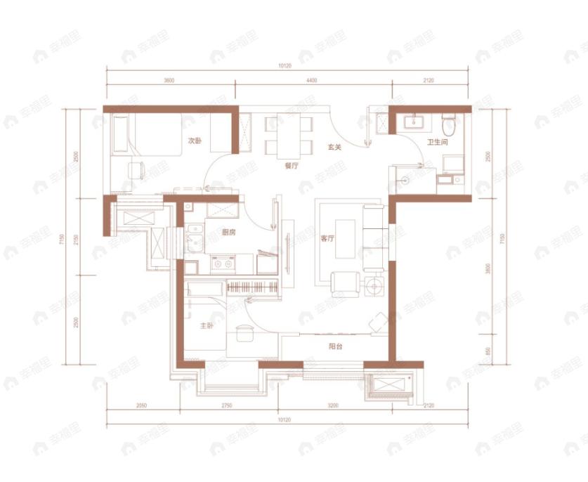 大兴发展亦生悦2室2厅1卫户型图