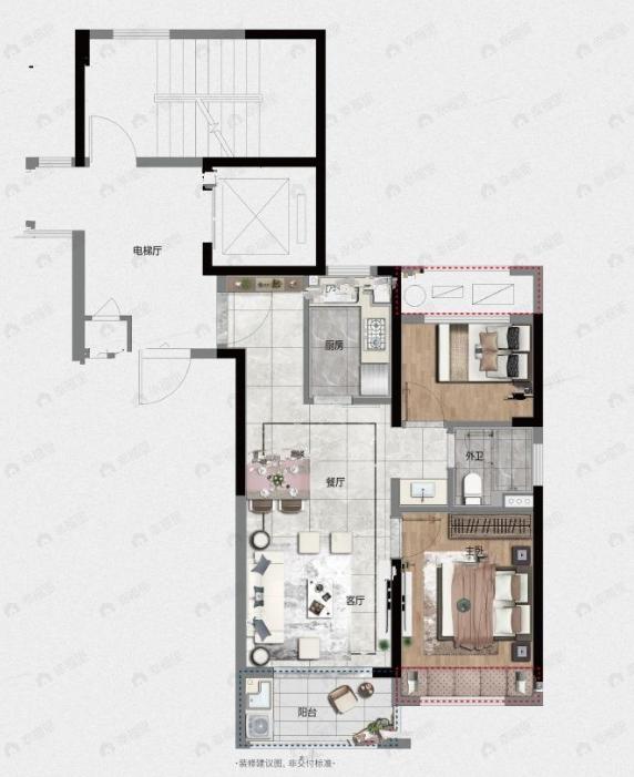 鹿城之光2室2厅1卫户型图