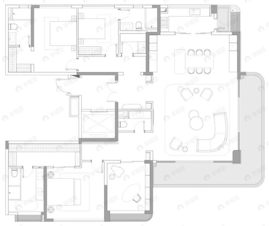 4室2厅4卫建面263平南户型图
