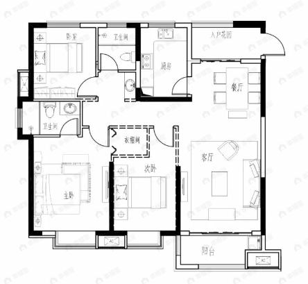 九悦湾二期3室2厅2卫户型图