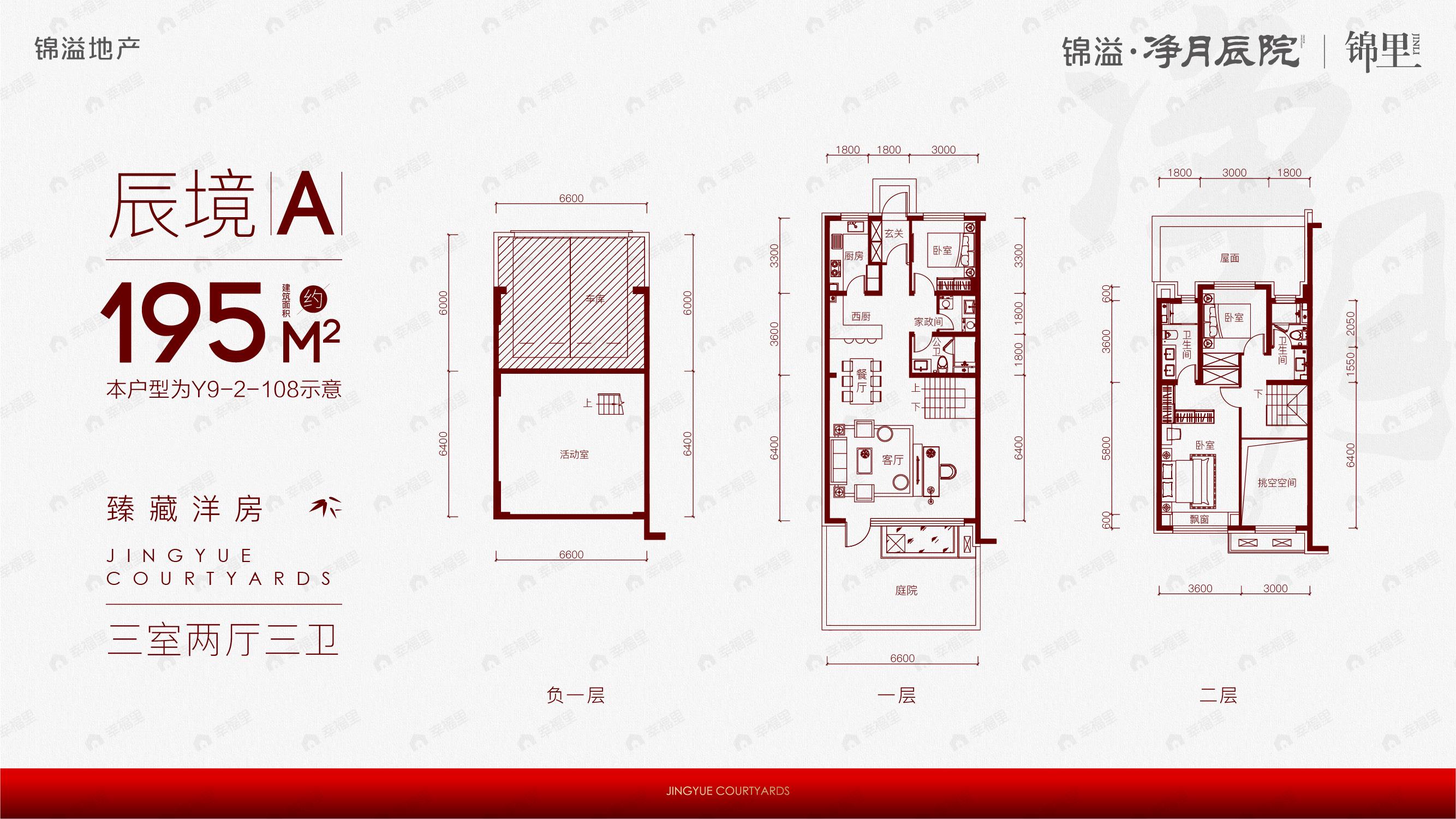 3室2厅3卫建面195平南|北户型图