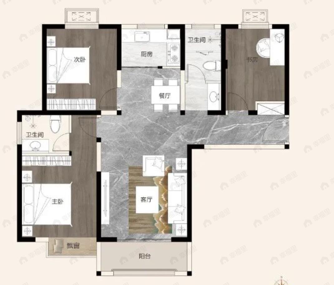 商都阜园3室2厅2卫户型图