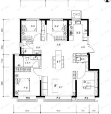 4室2厅2卫建面130平户型图