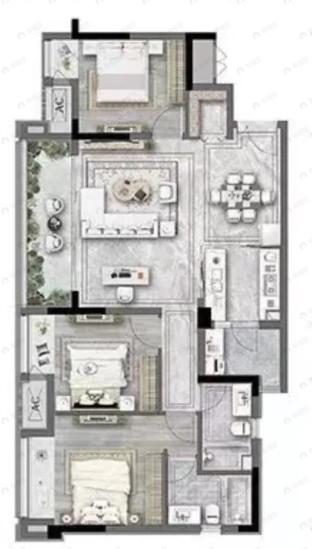 重庆西岸3室2厅2卫户型图