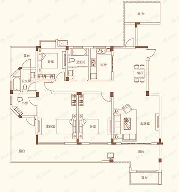 嘉圆悦山居4室2厅2卫户型图