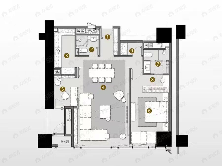 1室2厅2卫建面150平户型图