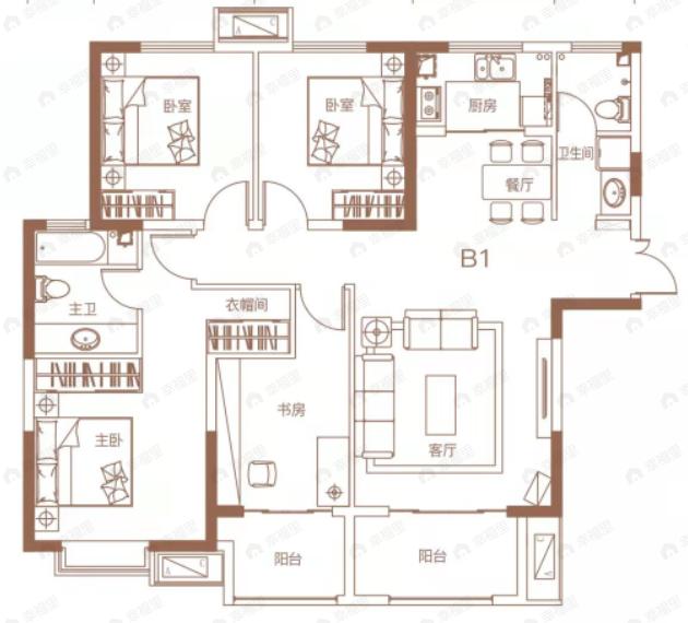 辰宇世纪城4室2厅2卫户型图