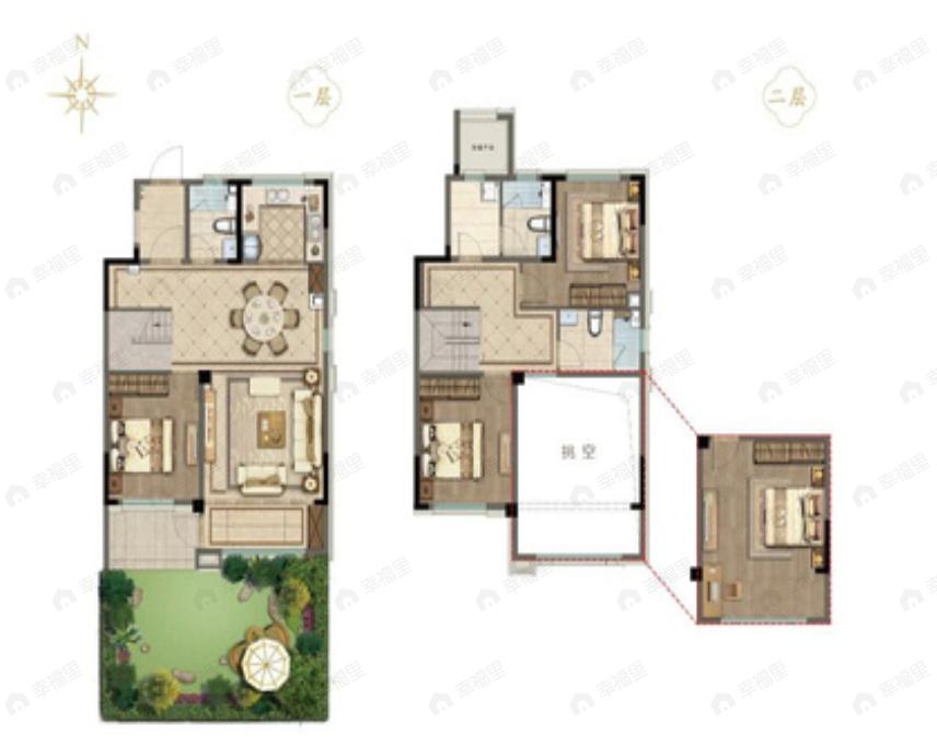 3室2厅3卫建面156m²南户型图
