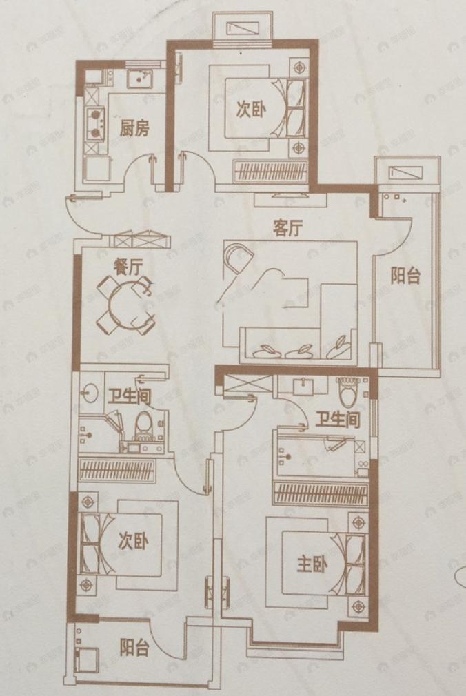 泰山华府3室2厅2卫户型图