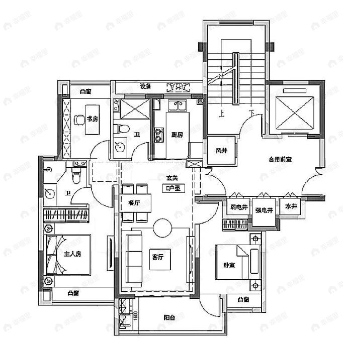 3室2厅2卫建面97平户型图
