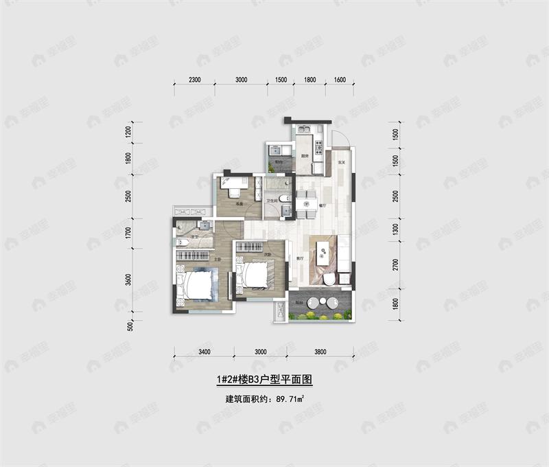 优筑河东天骄院3室2厅2卫户型图