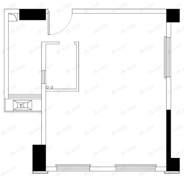 2室1厅1卫建面65平南户型图