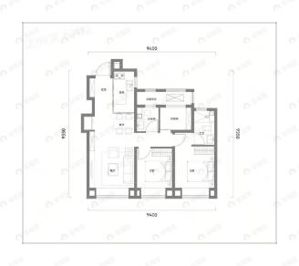 3室2厅2卫建面87平户型图