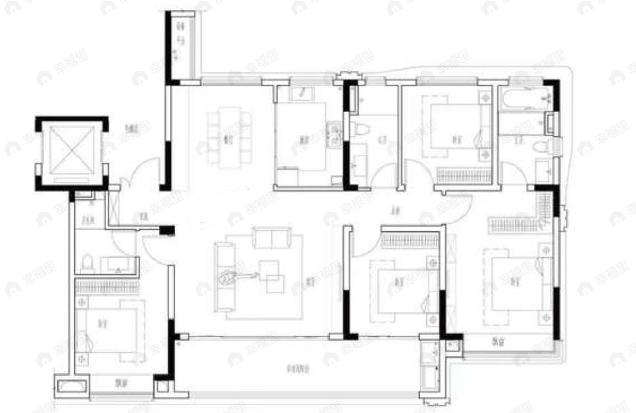 4室2厅3卫建面173平户型图