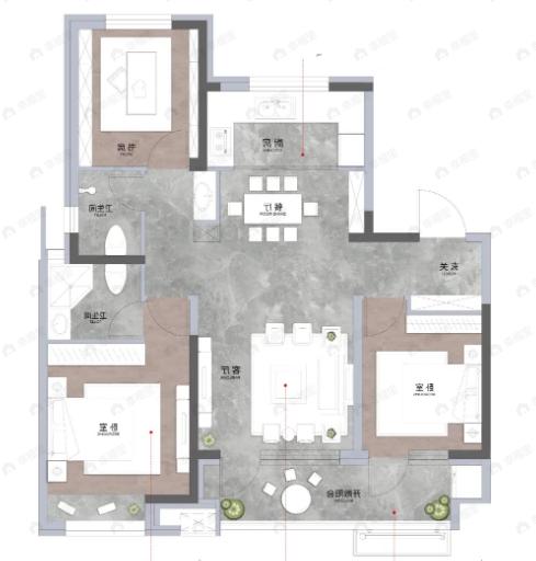 财信·学苑印象3室2厅2卫户型图