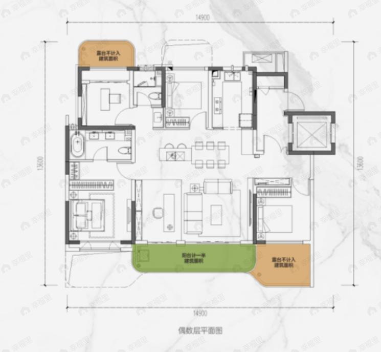 华润置地明德润府4室2厅2卫户型图