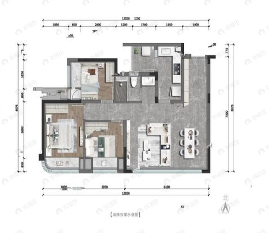 中海寰宇时代璟悦3室2厅1卫户型图