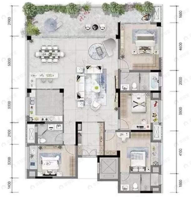 重庆西岸4室2厅2卫户型图