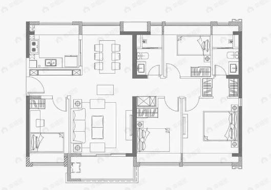 合正方洲4室2厅2卫户型图