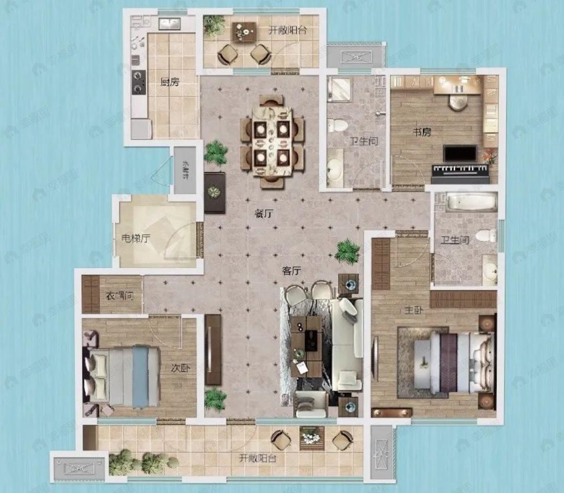 盛华海语树3室2厅2卫户型图