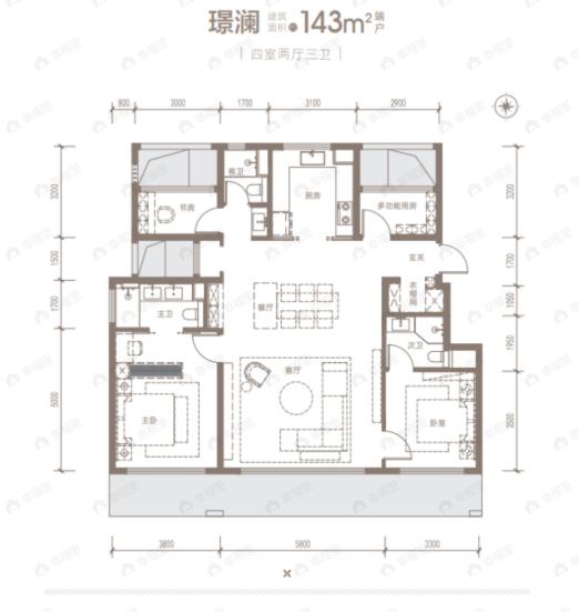 保利·颐璟和煦4室2厅3卫户型图