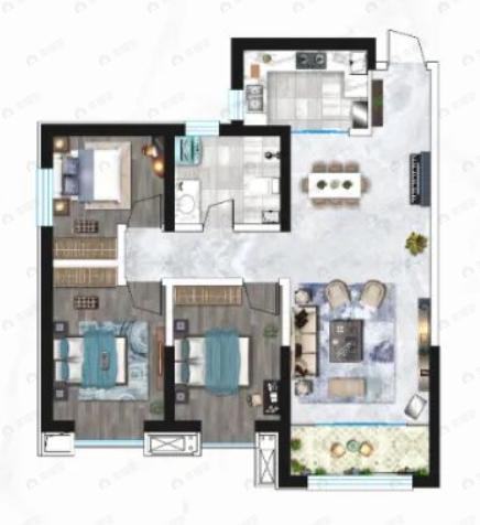 璞悦湾3室2厅1卫户型图