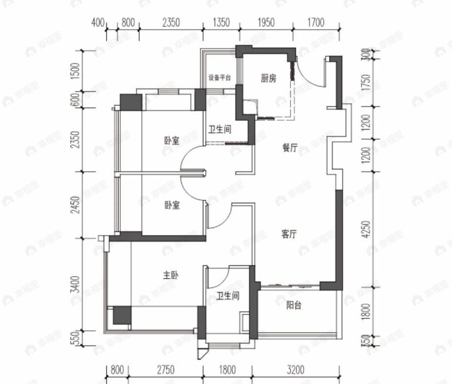 金光华溪山禾玺3室2厅2卫户型图