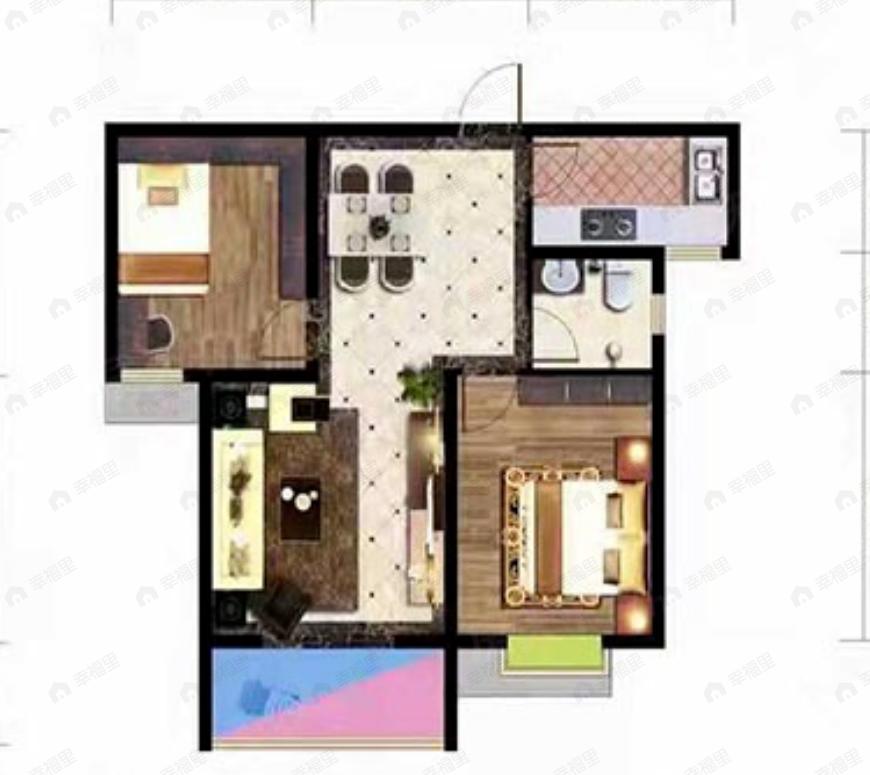 锦悦府2室2厅1卫户型图