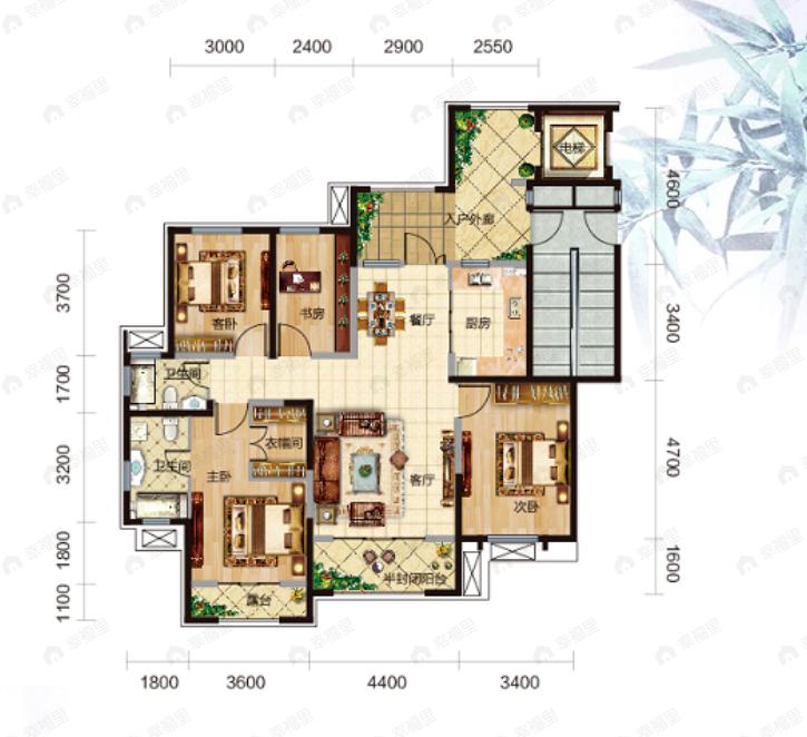浦江御景湾4室2厅2卫户型图