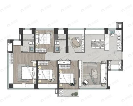 建发-五缘鲤5室2厅2卫户型图