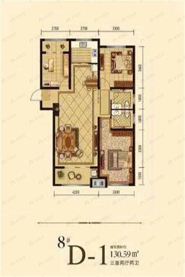 3室2厅2卫建面130平undefined户型图