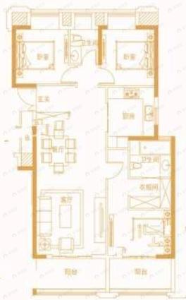 千禧城3室2厅2卫户型图