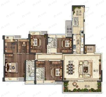 人居盛和林语5室2厅4卫户型图