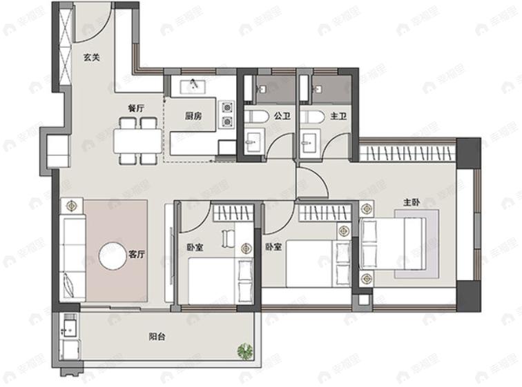 国贸云上3室2厅2卫户型图
