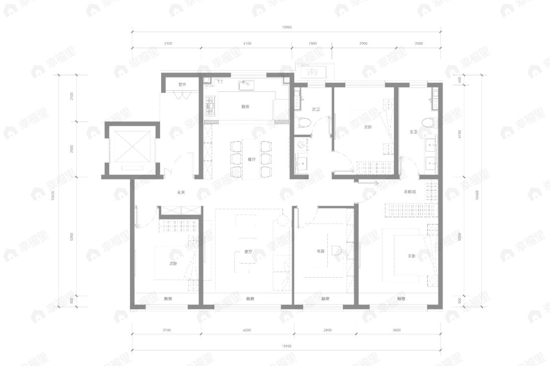 4室2厅2卫建面149平户型图