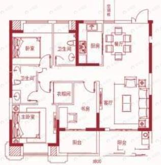 千禧城3室2厅2卫户型图