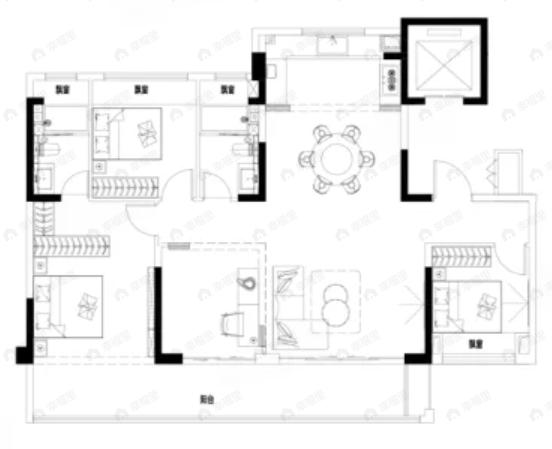 4室2厅2卫建面143平户型图