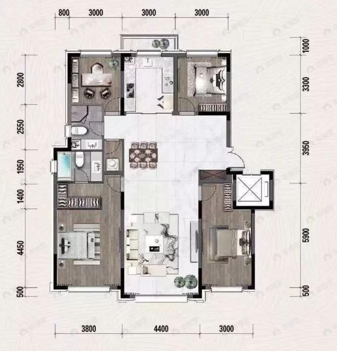 汇置尚岛4室2厅2卫户型图