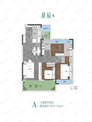 3室2厅1卫建面97平户型图