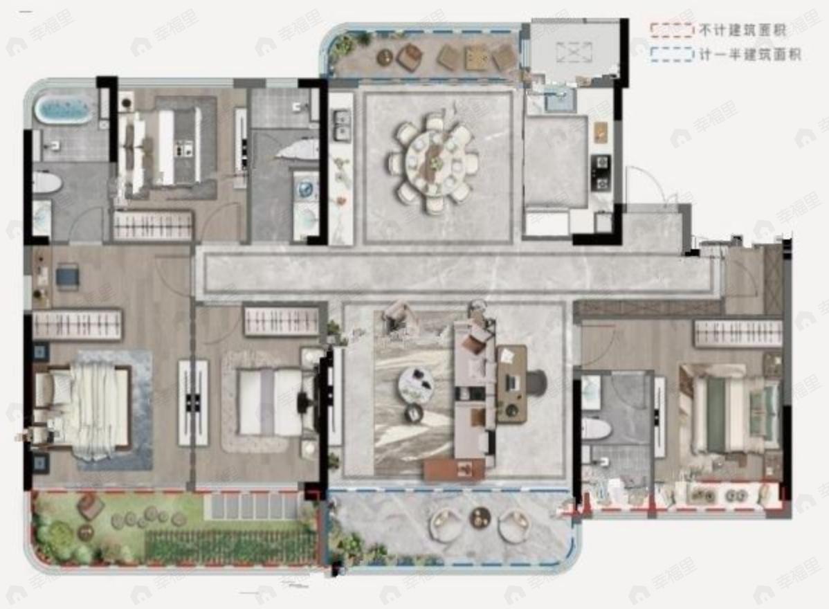 城投金地滨海未来社区4室2厅3卫户型图