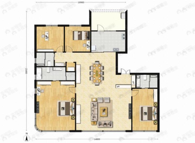 武汉城建·启元4室2厅3卫户型图