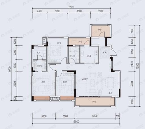 花样年家天下3室2厅2卫户型图