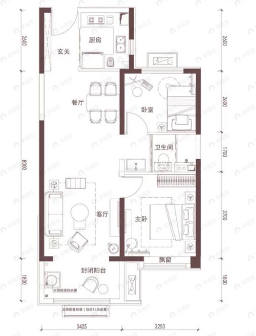 太原碧桂园凤凰城2室2厅1卫户型图