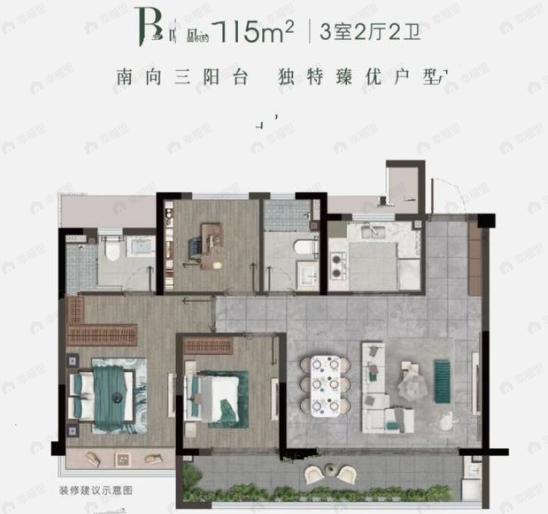 交控安高嘉隐云庭3室2厅2卫户型图