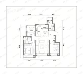 3室2厅2卫建面100平户型图
