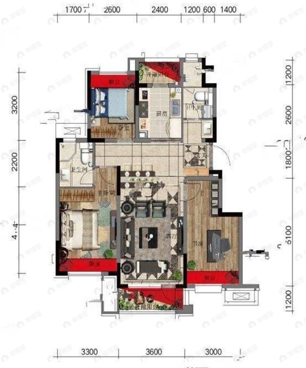 集美尚景3室2厅2卫户型图
