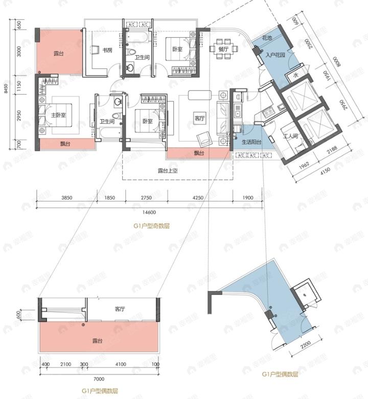 5室2厅2卫建面131平户型图