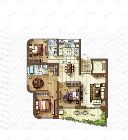 3室2厅2卫建面197平undefined户型图