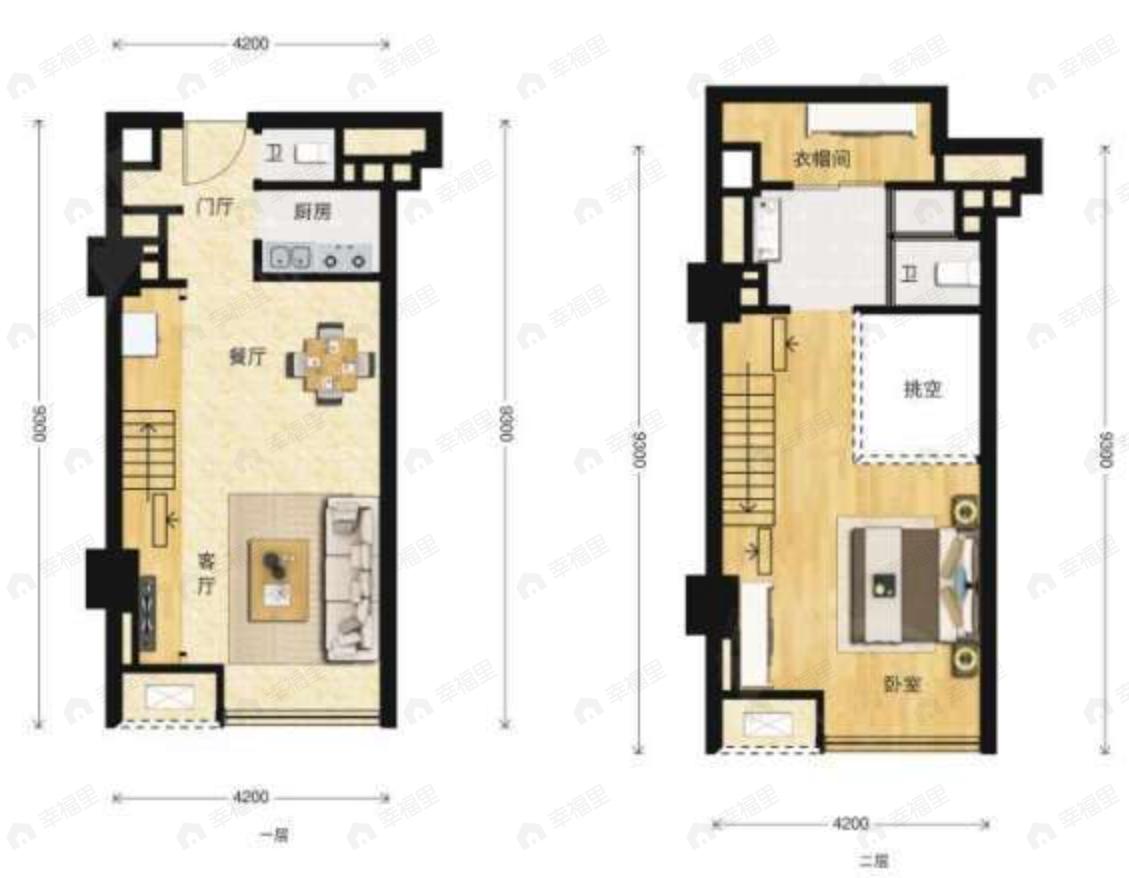 西咸国际文创小镇1室2厅2卫户型图
